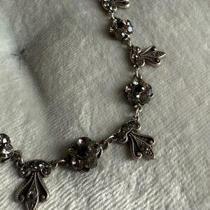 Silver Necklace with Floral Crystal Accents